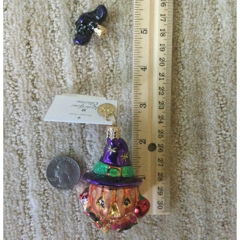 NWT Christopher Radko BATTY JACK GEM Blown Glass Ornament Halloween Bat Pumpkin